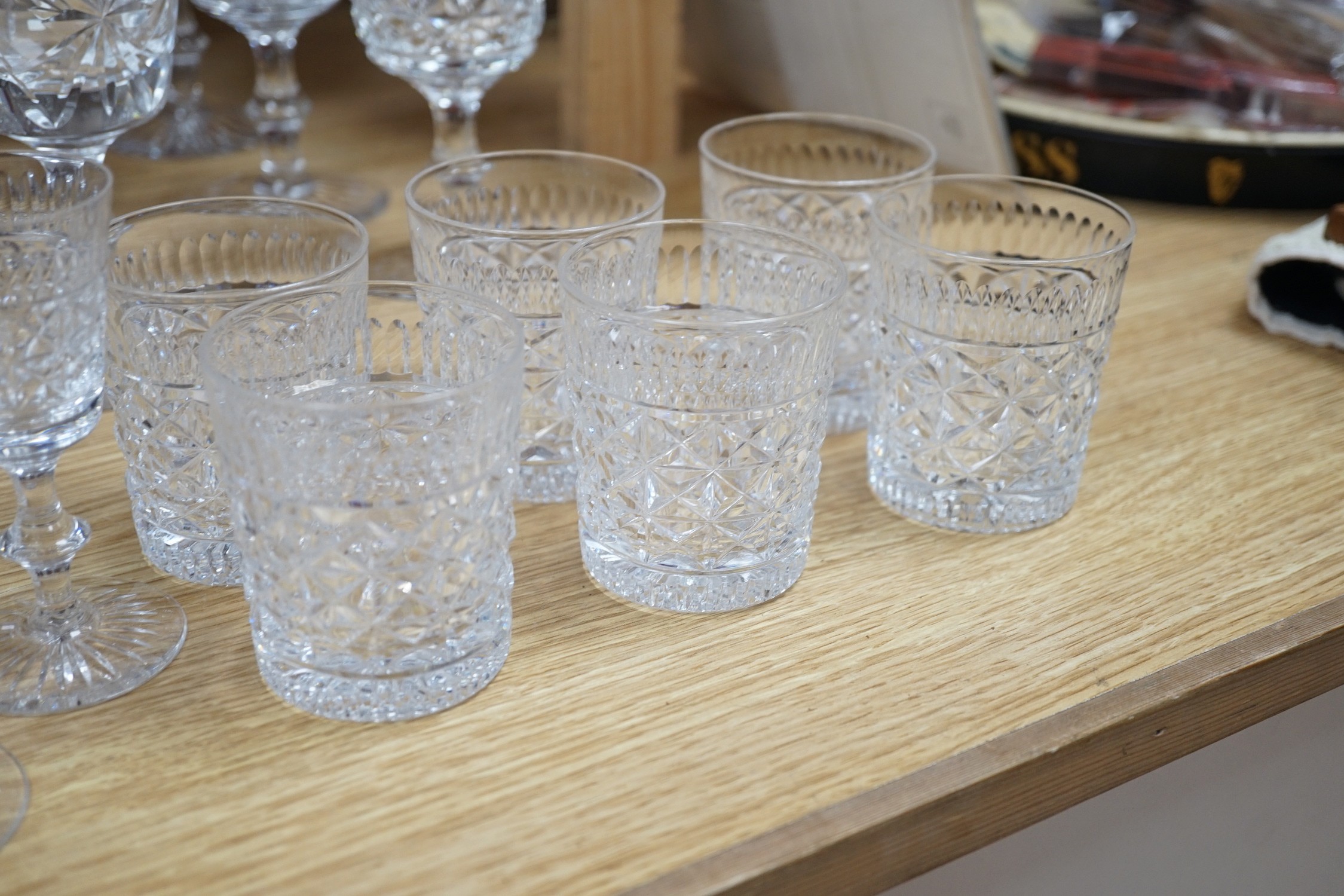 A set of six Edinburgh wine glasses, together with other mixed part-sets of glasses